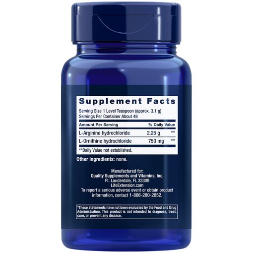 Arginine Ornithine Powder, 150 grams Supplement Facts