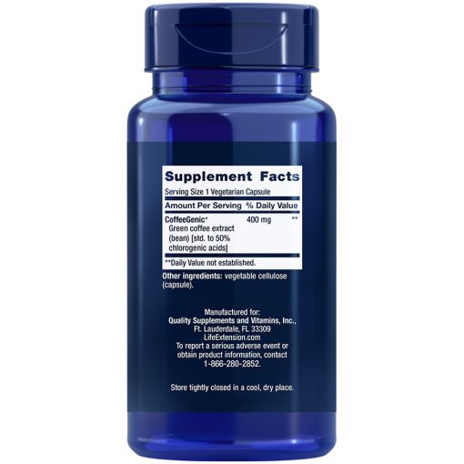CoffeeGenic Green Coffee Extract, 400 mg, 90 vegetarian capsules Supplement Facts