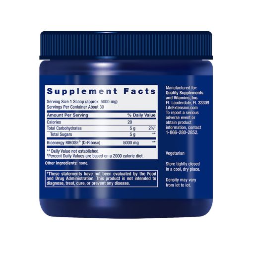 D-Ribose Powder, 150 grams Supplement Facts