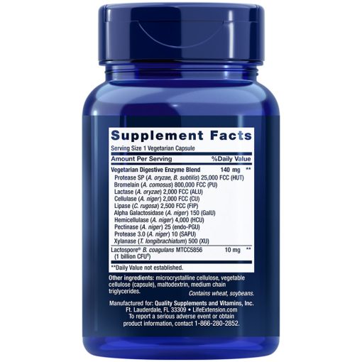 Enhanced Super Digestive Enzymes and Probiotics, 60 vegetarian capsules, supplement facts
