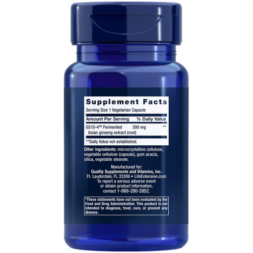 Supplement Facts for Ginseng Energy Boost 30 vegetarian capsules