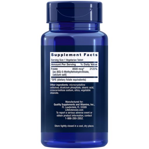 High Potency Optimized Folate, 8500 mcg, 30 vegetarian tablets Supplement Facts