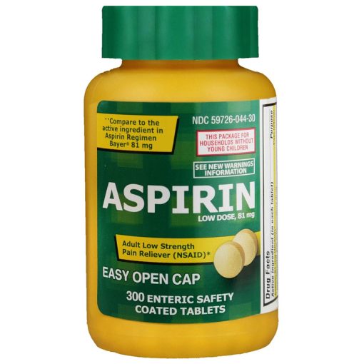 Life Extension Aspirin Low Strength 81 mg 300 enteric-coated tablets Adult pain relief