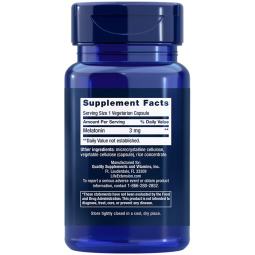 Melatonin 3 mg 60 vegetarian capsules supplement facts