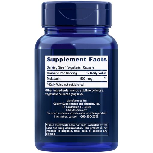 Melatonin 500 mcg vegetarian capsules supplement facts