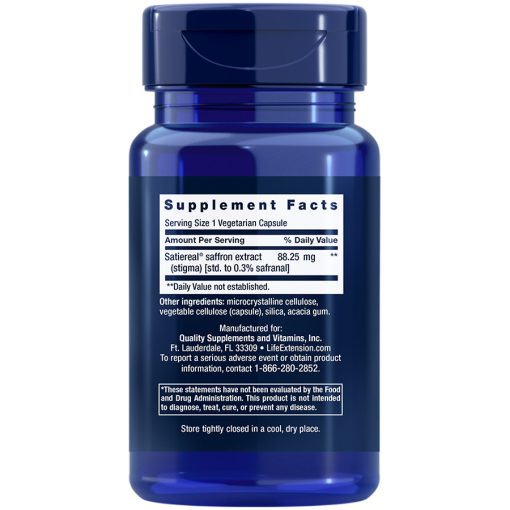 Optimized Saffron, 60 vegetarian capsules Supplement Facts