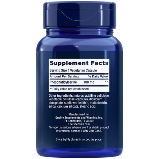 PS Caps 100 mg 100 vegetarian capsules Supplement Facts