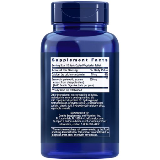 Specially-Coated Bromelain, 500 mg, 60 enteric-coated tablets Supplement Facts