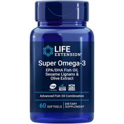 Super Omega-3 EPA/DHA Fish Oil, Sesame Lignans & Olive Extract, 60 softgels, certified fish oil