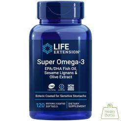 Super Omega-3 EPA/DHA Fish Oil, Sesame Lignans & Olive Extract, 120 enteric-coated softgels Life Extension