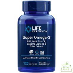 Super Omega-3 EPA/DHA Fish Oil, Sesame Lignans & Olive Extract, 120 softgels Life Extension