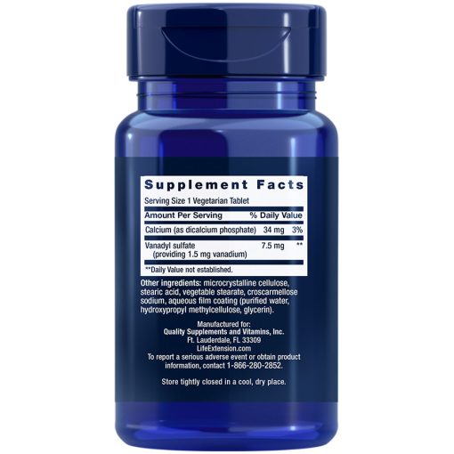 Vanadyl Sulfate 100 vegetarian tablets Supplement Facts