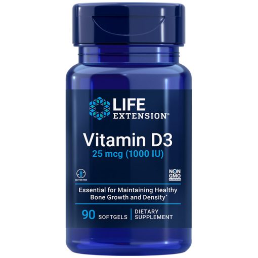 Vitamin D3 supplement 25 mcg (1000 IU), 90 softgels