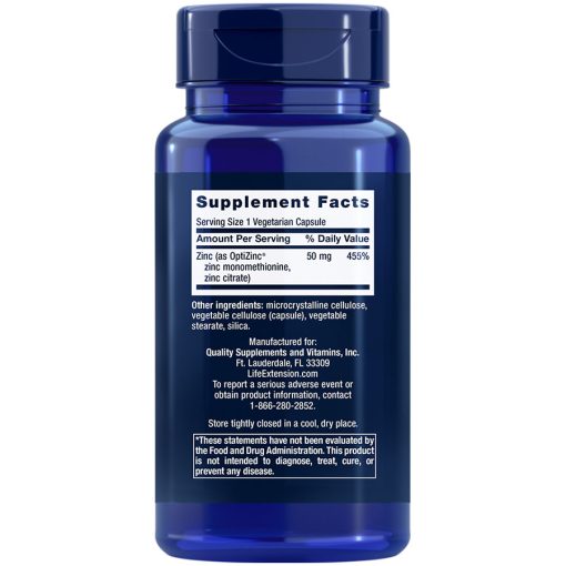 Zinc Caps, 50 mg, 90 vegetarian capsules Supplement Facts
