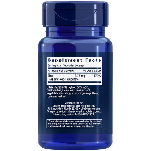 Zinc Lozenges 60 vegetarian lozenges Supplement Facts