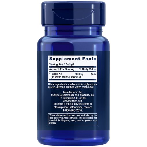 Low Dose Vitamin K2 MK-7 supplement facts