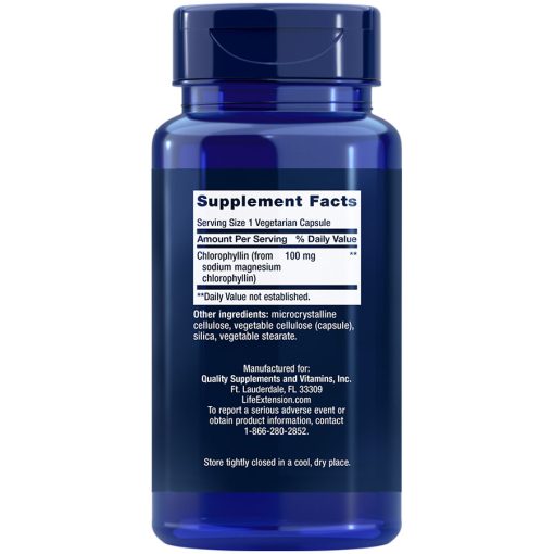 Chlorophyllin 100 mg, 100 vegetarian capsules Supplement Facts
