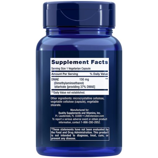DMAE Bitartrate 150 mg 200 vegetarian capsules Supplement Facts