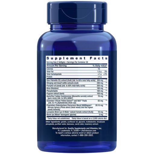 Ultra Prostate Formula 60 softgels supplement facts
