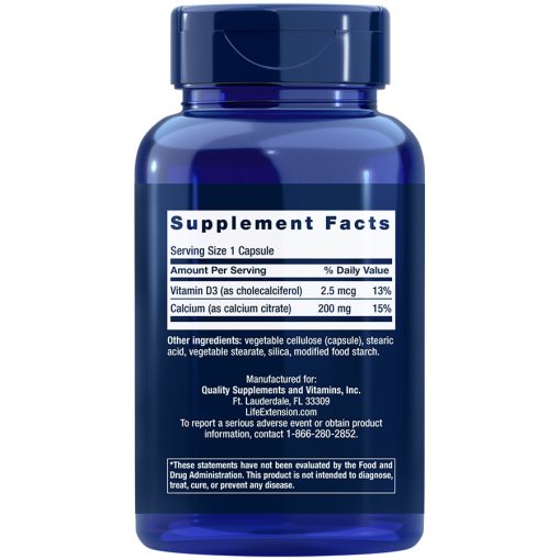 Calcium Citrate with Vitamin D, 200 capsules Supplement Facts