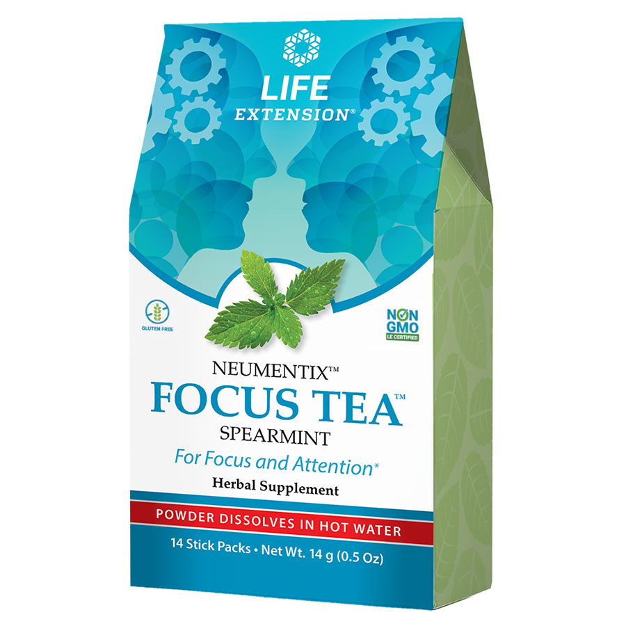 Focus Tea a spearmint herbal tea supplement supports focus and concentration