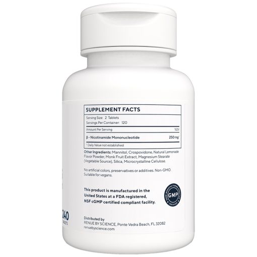 Fast Dissolve NMNs, 240 Sublingual tablets supplement facts
