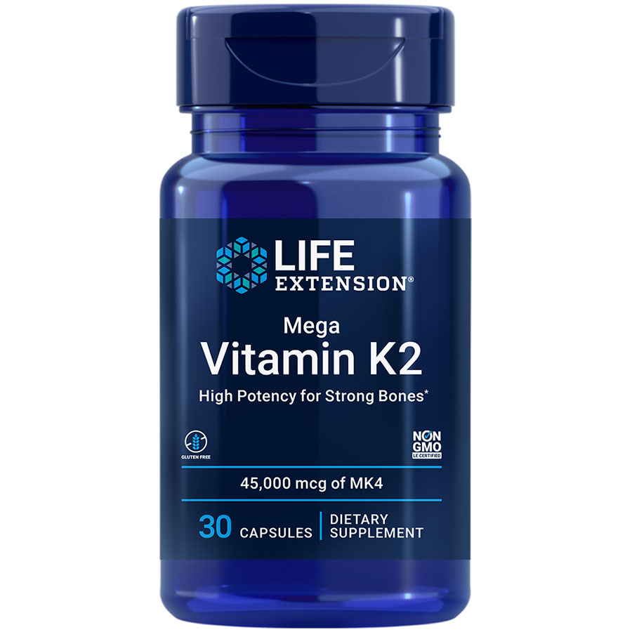 Mega Vitamin K2, 30 capsules High potency for strong bones Life Extension Australia
