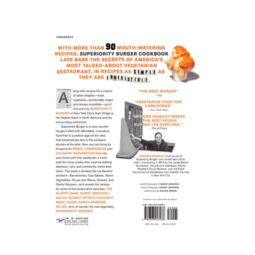 Superiority Burger Cookbook back cover
