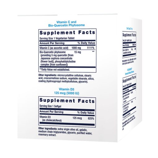 Supplement Facts for Immune Packs with Vitamin C & D, Zinc and Probiotic, 30 Packs