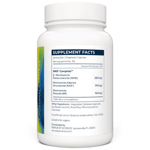 LIPO NAD+ Complete, 90 liposomal capsules supplement facts