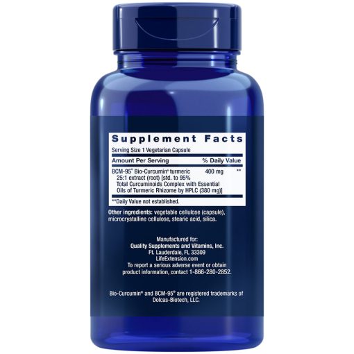 Super Bio-Curcumin Turmeric Extract 400 mg, 60 vegetarian capsules, Supplement Facts