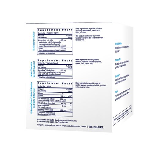 supplement facts for Men’s Vitality Packs, 30 packets