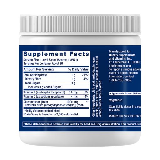 supplement facts for Easy Fiber, 167 grams, powdered fiber mix formula