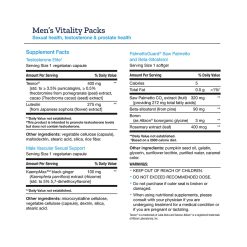 Men's Vitality Packs, support for sexual health, testosterone and prostate health, 30 pack supplement facts