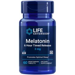 Melatonin 6 Hour Timed Release, 3 mg, 60 vegetarian tablets, sleep supplement for optimal sleep & whole-body health
